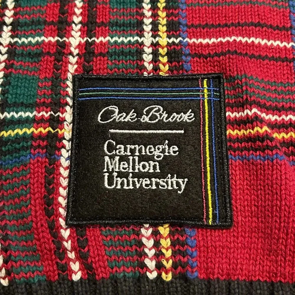 Oak Brook x Carnegie Mellon University Upcycled Tartan Plaid Sweater Size Medium